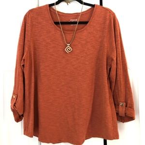 Chico’s Slub Utility 3/4 Sleeve Tee